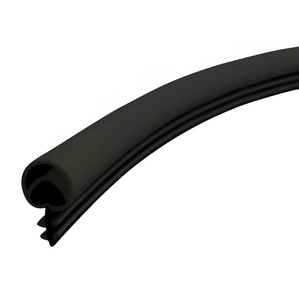 Frost King 1/2 in. x 1/2 in. x 81 in. Elite Black Lifetime Bulb Shape Door Weatherseal Replacement