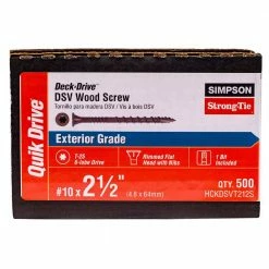 Simpson Strong-Tie #10 x 2-1/2 in. T25 6-Lobe, Flat Head, Deck-Drive DSV Collated Wood Screw, Tan (500-Pack)