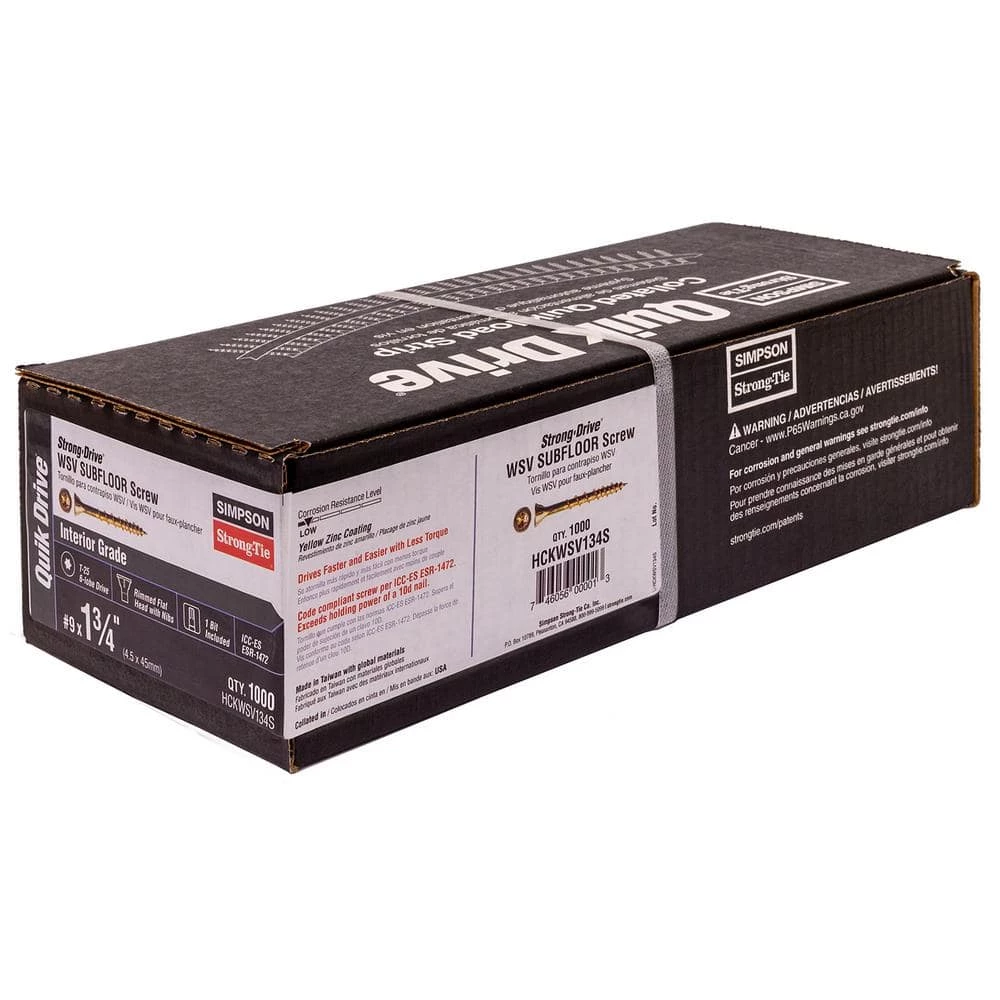 Simpson Strong-Tie #9 x 1-3/4 in. T25 6-Lobe, Flat Head, Strong-Drive WSV Collated Subfloor Screw, Yellow Zinc (1000-Pack) - Image 2