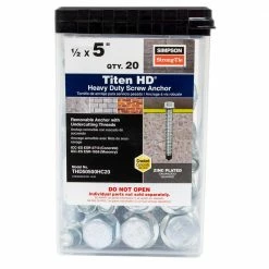 Simpson Strong-Tie Titen HD 1/2 in. x 5 in. Zinc-Plated Heavy-Duty Screw Anchor (20-Pack)