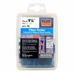 Simpson Strong-Tie Titen Turbo 3/16 in. x 1-1/4 in. Hex-Head Concrete and Masonry Screw, Blue (75-Pack)