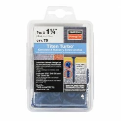 Simpson Strong-Tie Titen Turbo 3/16 in. x 1-1/4 in. 6-Lobe Flat-Head Concrete and Masonry Screw, Blue (75-Pack)