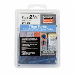 Simpson Strong-Tie Titen Turbo 3/16 in. x 2-1/4 in. 6-Lobe Flat-Head Concrete and Masonry Screw, Blue (75-Pack)