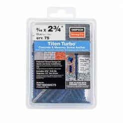 Simpson Strong-Tie Titen Turbo 3/16 in. x 2-3/4 in. Hex-Head Concrete and Masonry Screw, Blue (75-Pack)