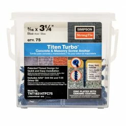 Simpson Strong-Tie Titen Turbo 3/16 in. x 3-1/4 in. 6-Lobe Flat-Head Concrete and Masonry Screw, Blue (75-Pack)