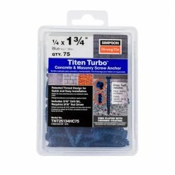 Simpson Strong-Tie Titen Turbo 1/4 in. x 1-3/4 in. Hex-Head Concrete and Masonry Screw, Blue (75-Pack)