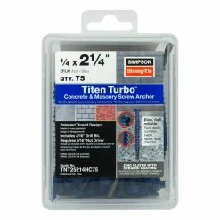 Simpson Strong-Tie Titen Turbo 1/4 in. x 2-1/4 in. Hex-Head Concrete and Masonry Screw, Blue (75-Pack)