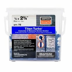 Simpson Strong-Tie Titen Turbo 1/4 in. x 2-3/4 in. Hex-Head Concrete and Masonry Screw, Blue (75-Pack)