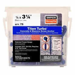 Simpson Strong-Tie Titen Turbo 1/4 in. x 3-1/4 in. Hex-Head Concrete and Masonry Screw, Blue (75-Pack)