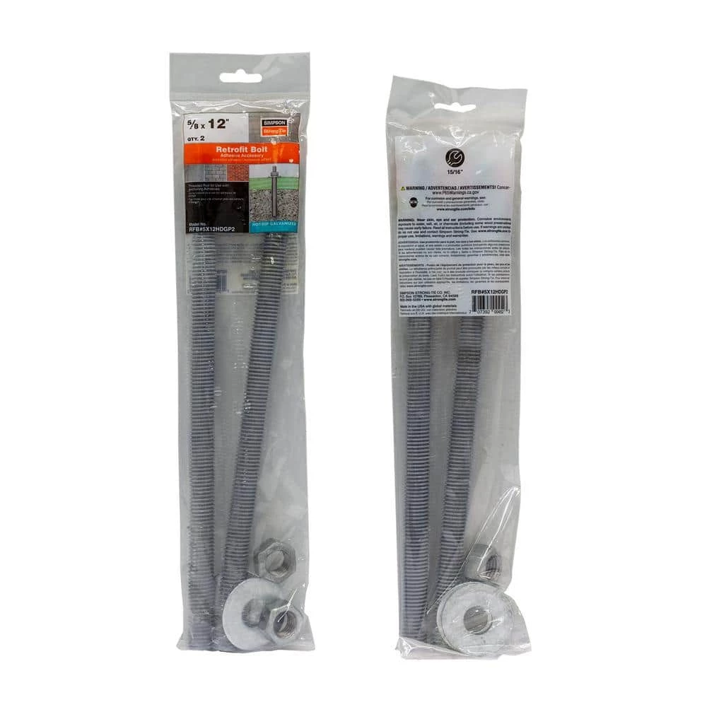Simpson Strong-Tie RFB 5/8 in. x 12 in. Hot-Dip Galvanized Retrofit Bolt (2-Pack)