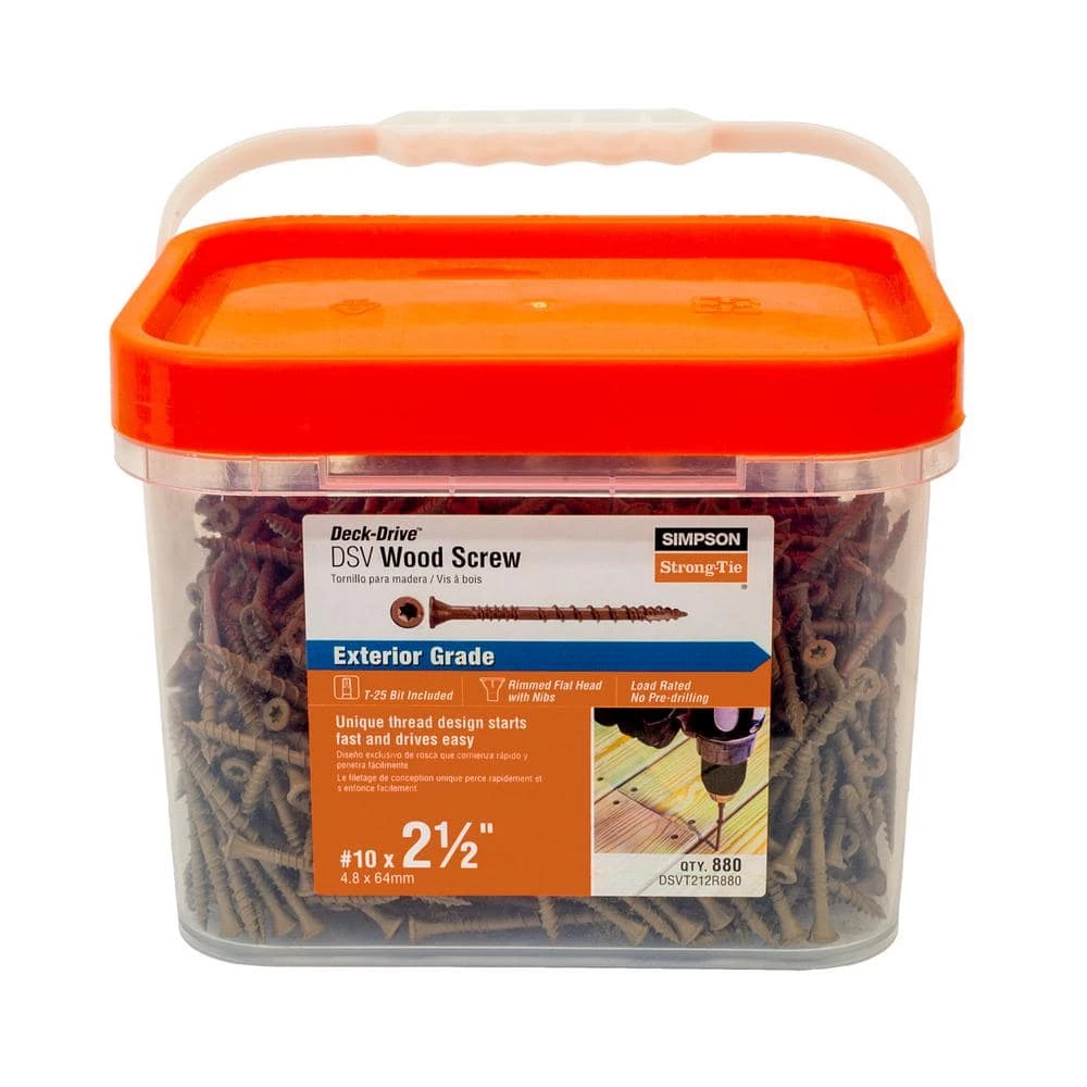 Simpson Strong-Tie #10 x 2-1/2 in. T25 6-Lobe, Flat Head, Deck-Drive DSV Wood Screw, Quik Guard, Tan (880-Pack)