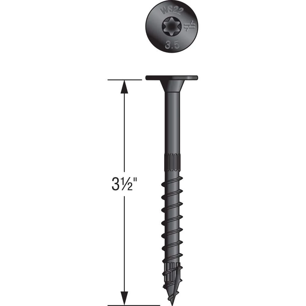 Simpson Strong-Tie Outdoor Accents 0.220 in. x 3-1/2 in. T40 6-Lobe, Low Profile Head, Black Structural Wood Screw (12-Pack) - Image 5