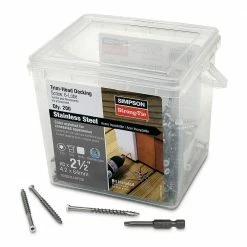 Simpson Strong-Tie #8 x 2-1/2 in. T-15 6-Lobe, Trim Head, Type 316 Stainless Steel Wood Screw, White (200-Pack)