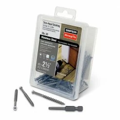 Simpson Strong-Tie #8 x 2-1/2 in. T-15 6-Lobe, Trim Head, Type 316 Stainless Steel Wood Screw, White (50-Pack)