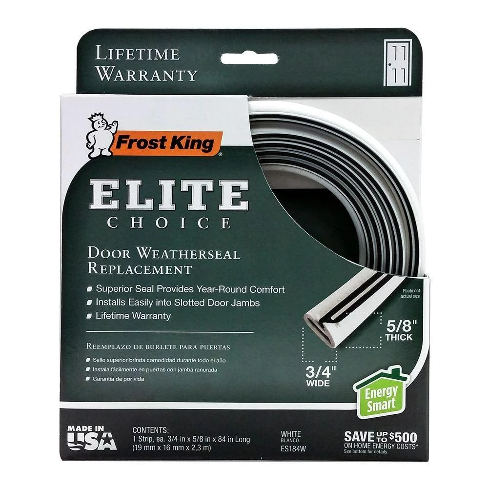 Frost King 3/4 in. x 1/2 in. x 84 in.White Elite Lifetime Door Weatherseal Replacement - Image 2